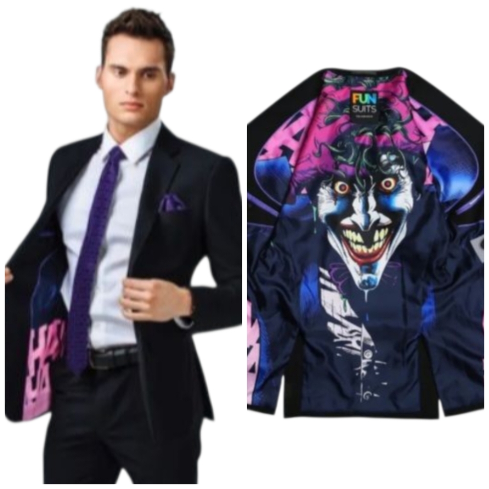 Joker Batman DC Fun Suits Nerdy Professional Blazer Jacket Sport Coat Black 44R